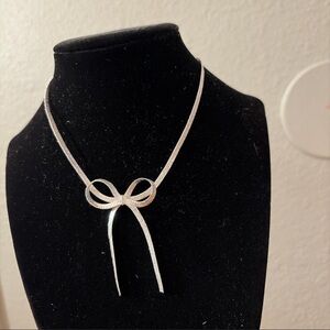 aerie Silver Bow Lariat Necklace